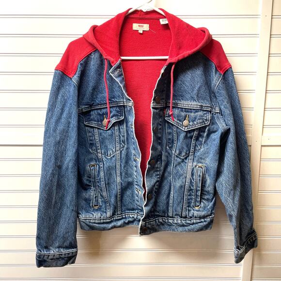 Levi’s Hybrid Denim Trucker Jacket & Hoodie Size L - Picture 1 of 12